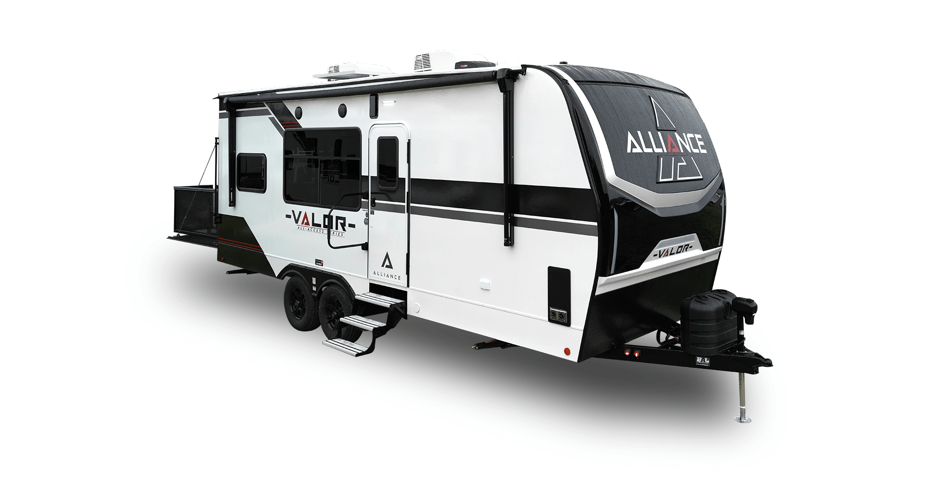 Alliance RV Valor luxury toy hauler fifth wheel floorplan and garage living space