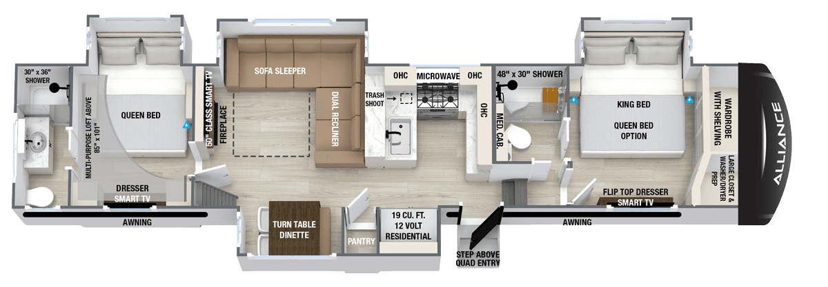 2027 Paradigm 395DS luxury fifth wheel floorplan layout
