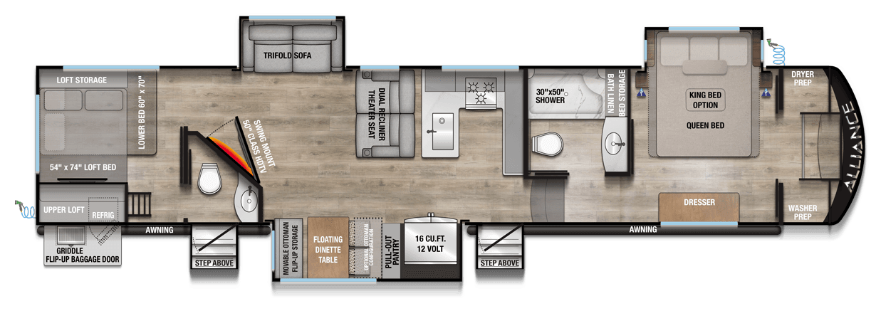 2026 Alliance RV Avenue 38DBL Floorplan Layout