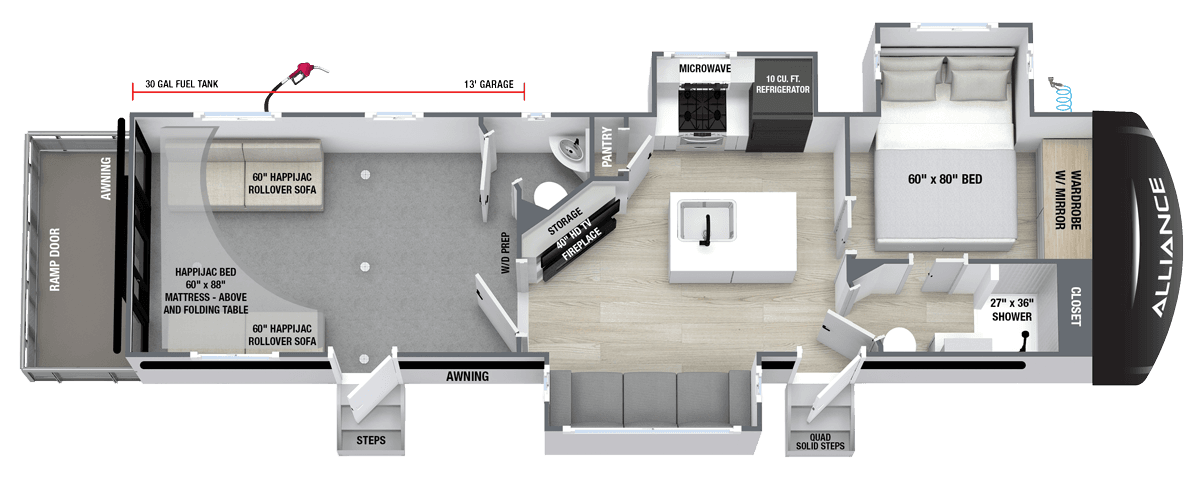 2027 Valor 32T13 luxury travel trailer floorplan layout