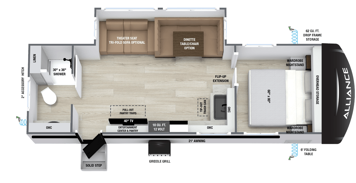 2027 Delta 262RB luxury travel trailer floorplan layout