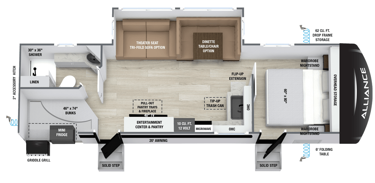 2027 Delta 281BH luxury travel trailer floorplan layout