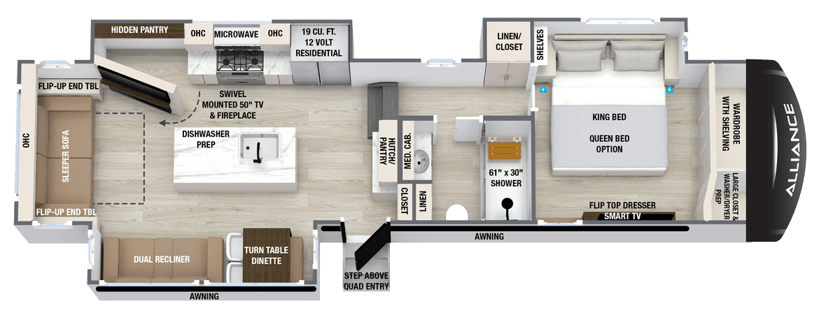 2027 Paradigm 340RL luxury fifth wheel floorplan layout