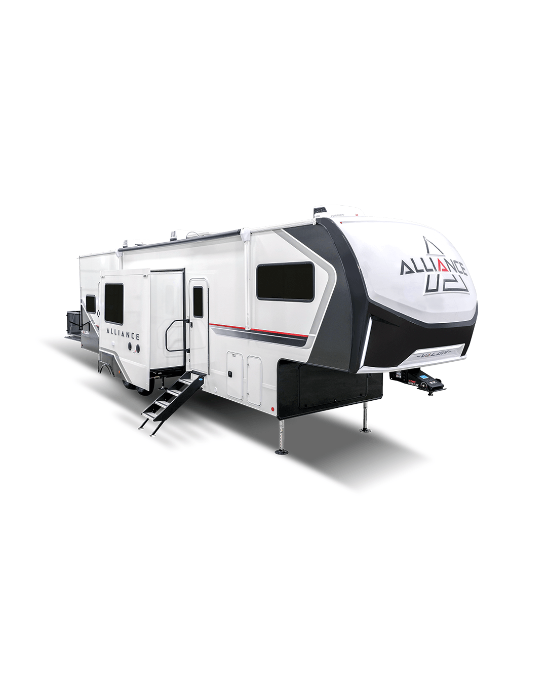 Alliance RV Valor luxury toy hauler fifth wheel floorplan and garage living space
