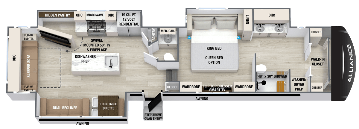 2027 Paradigm 373FB luxury fifth wheel floorplan layout
