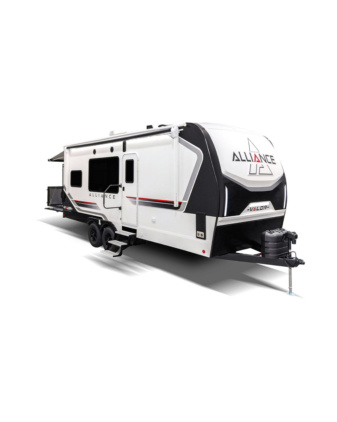 Alliance RV Valor luxury toy hauler fifth wheel floorplan and garage living space