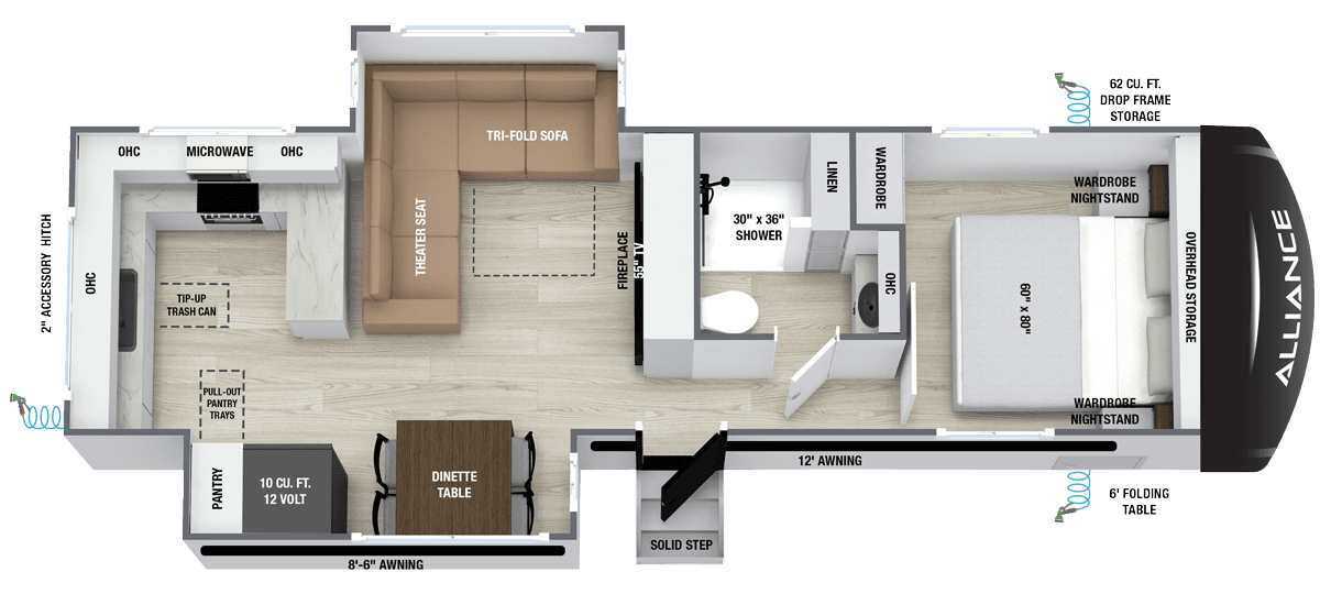 2027 Delta 284RK luxury travel trailer floorplan layout