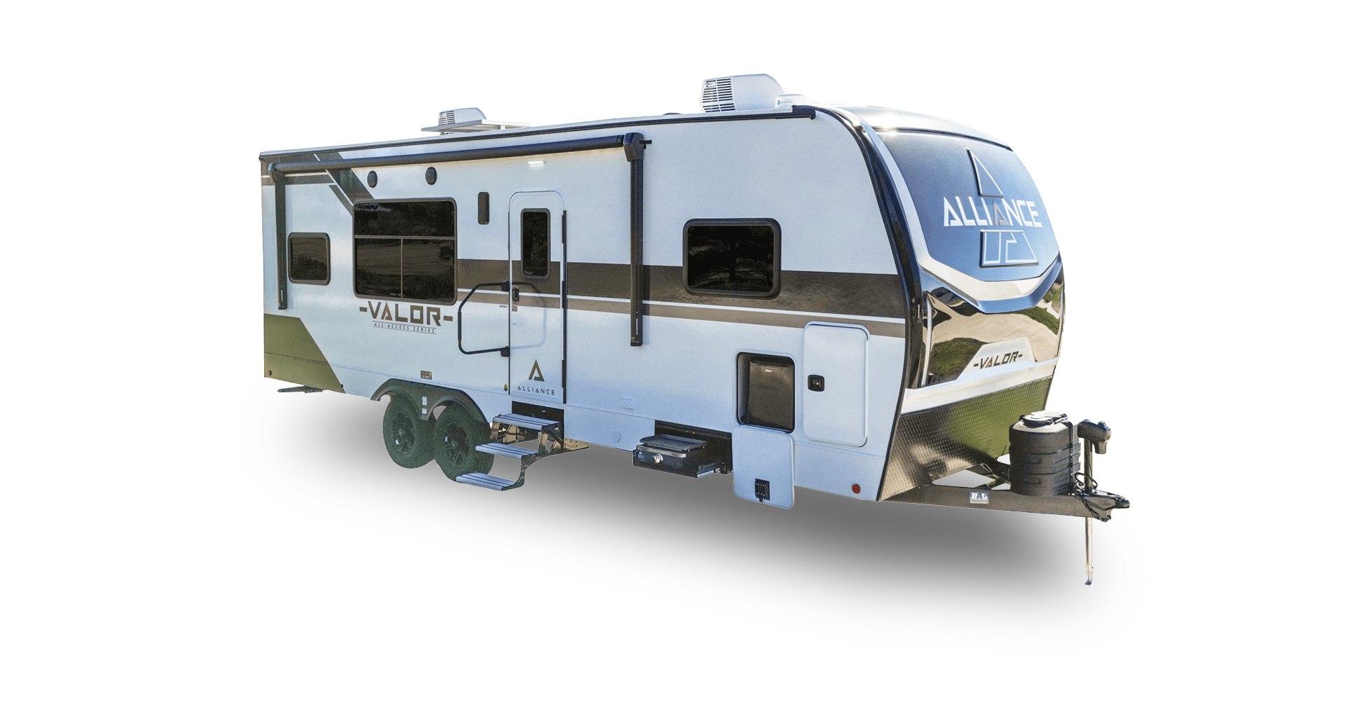 Alliance RV Valor luxury toy hauler fifth wheel floorplan and garage living space
