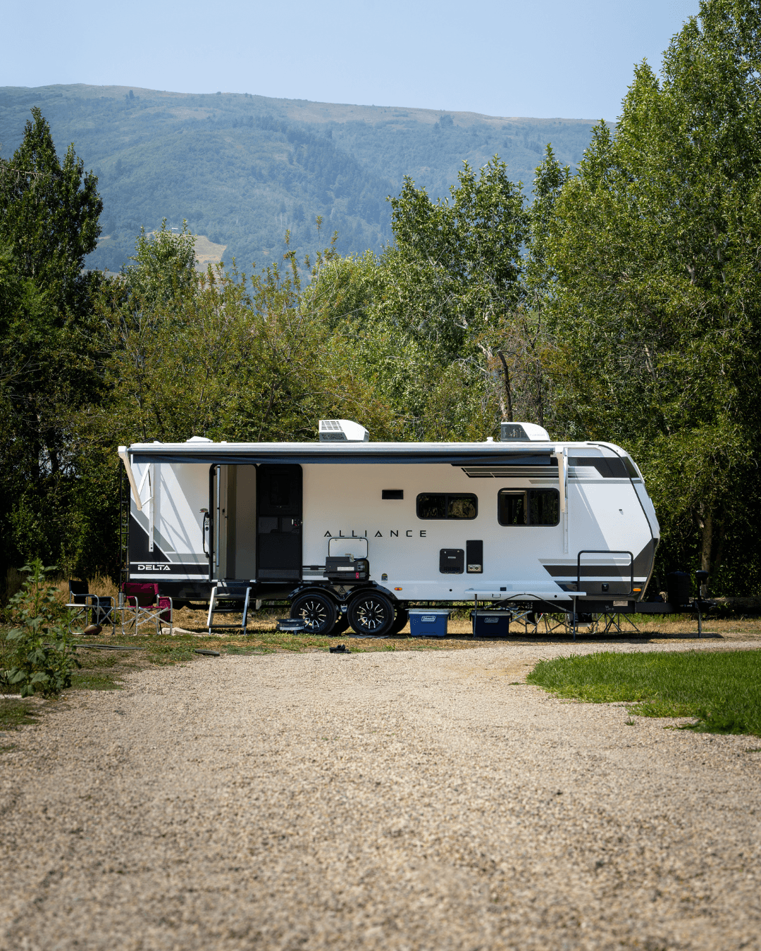 Alliance RV Delta premium travel trailer floorplan with modern interior design