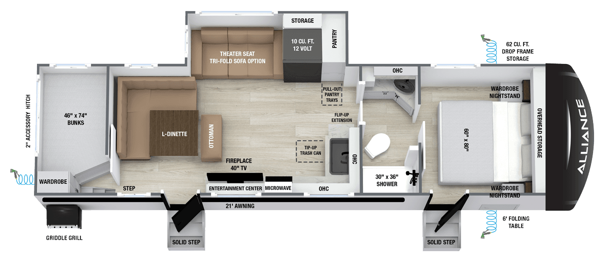 2027 Delta 291BH luxury travel trailer floorplan layout