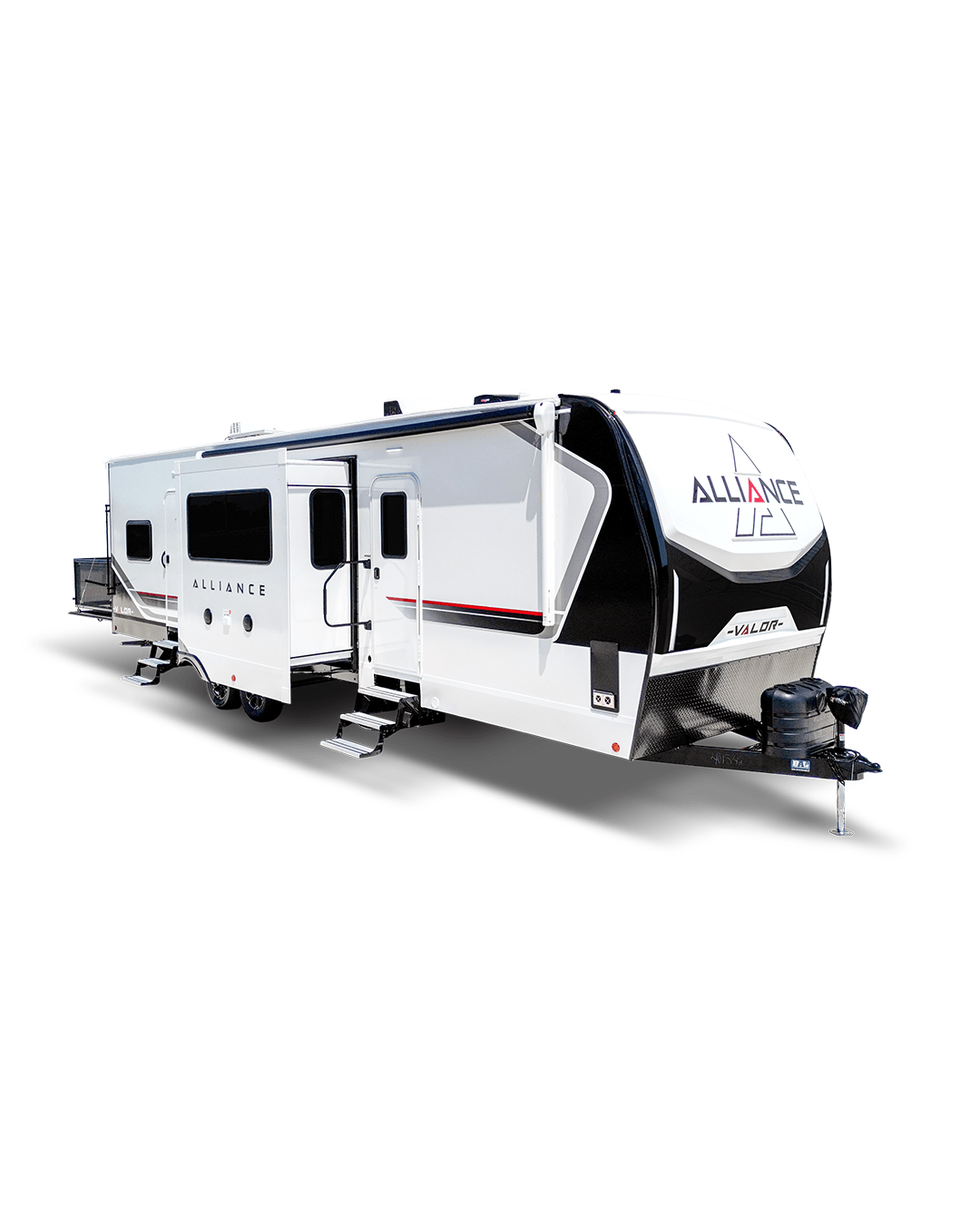 Alliance RV Valor luxury toy hauler fifth wheel floorplan and garage living space
