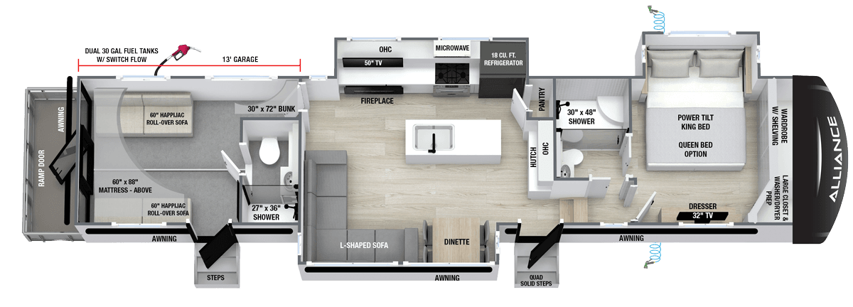 2027 Valor 4310 luxury fifth wheel floorplan layout