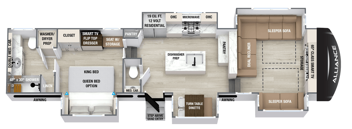 2027 Paradigm 386FL luxury fifth wheel floorplan layout